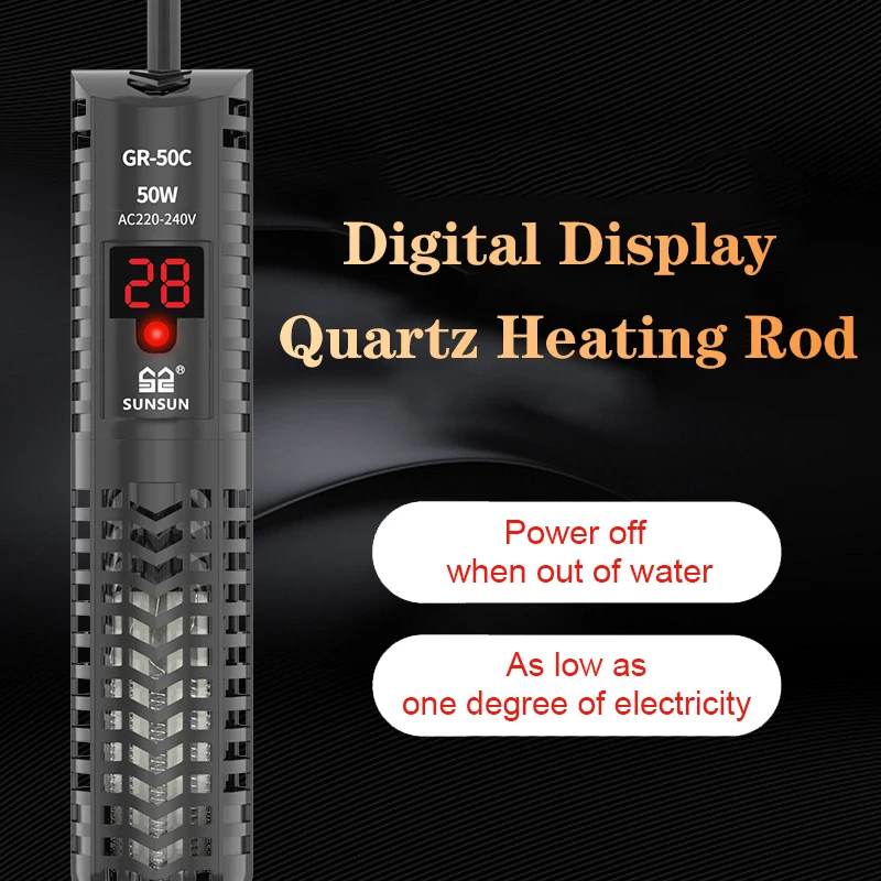 Aquarium Thermometer - Aquarium Submersible Heater Fish Tank Quartz